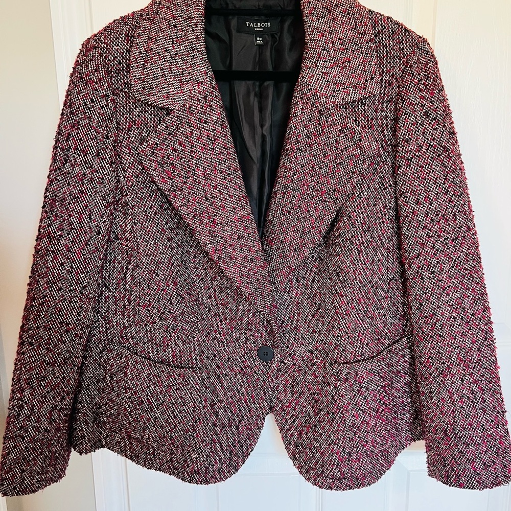 Talbots Women's Red and Black Tweed Blazer
